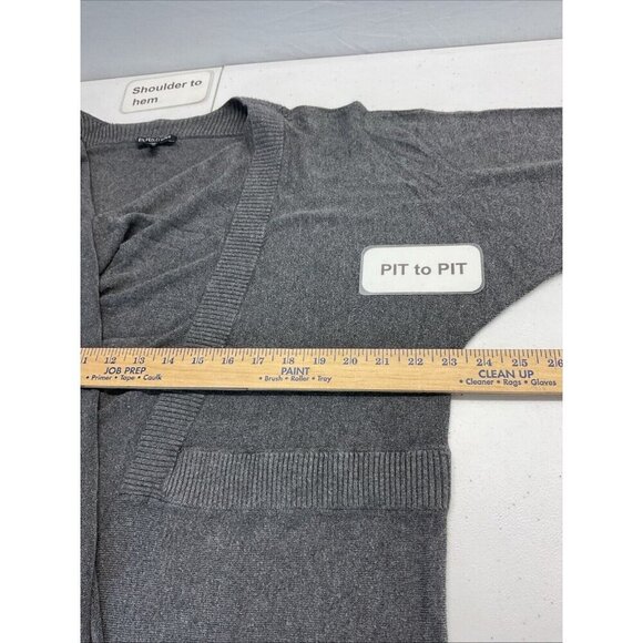 Eileen Fisher Duster open waterfall Cardigan Long pleated back‎ Gray - Picture 4 of 9